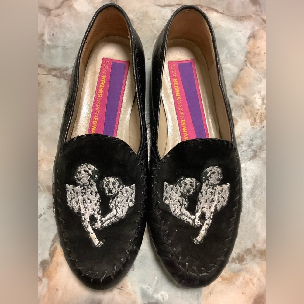 Susan Bennis Warren Edwards suede Leather loafers